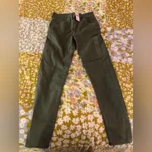 American Eagle olive green high rise stretch jeggings, size 4